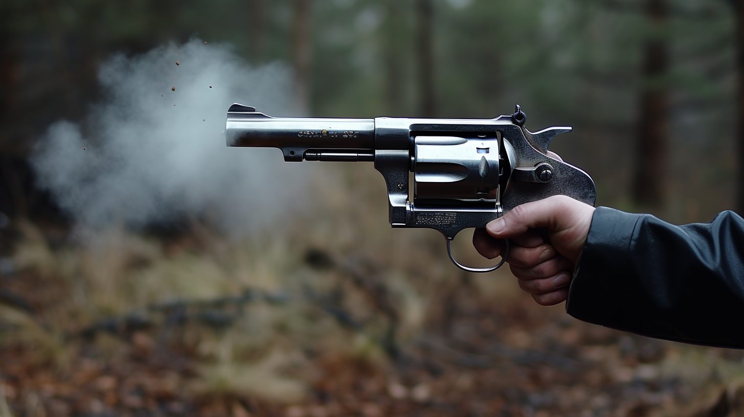 Can e bus an old and cheap .22 caliber handgun being fired 09f28419 a05a 482c 9421 5f214a03a094